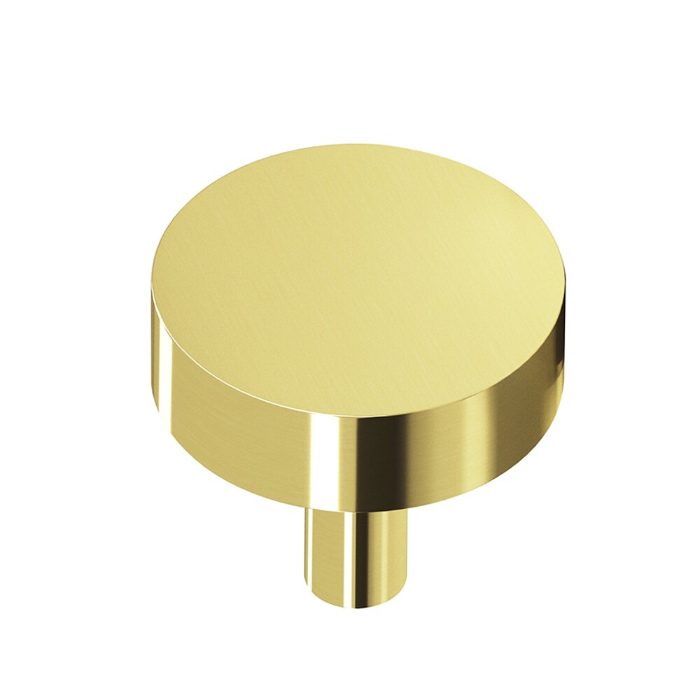 1 1/4" Diameter Round Knob/Shank In Polished Brass Unlacquered