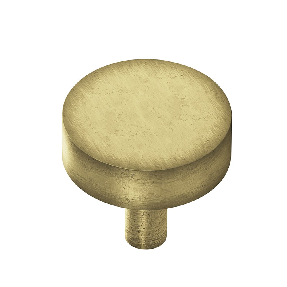 1 1/4" Diameter Round Knob/Shank In Distressed Antique Brass