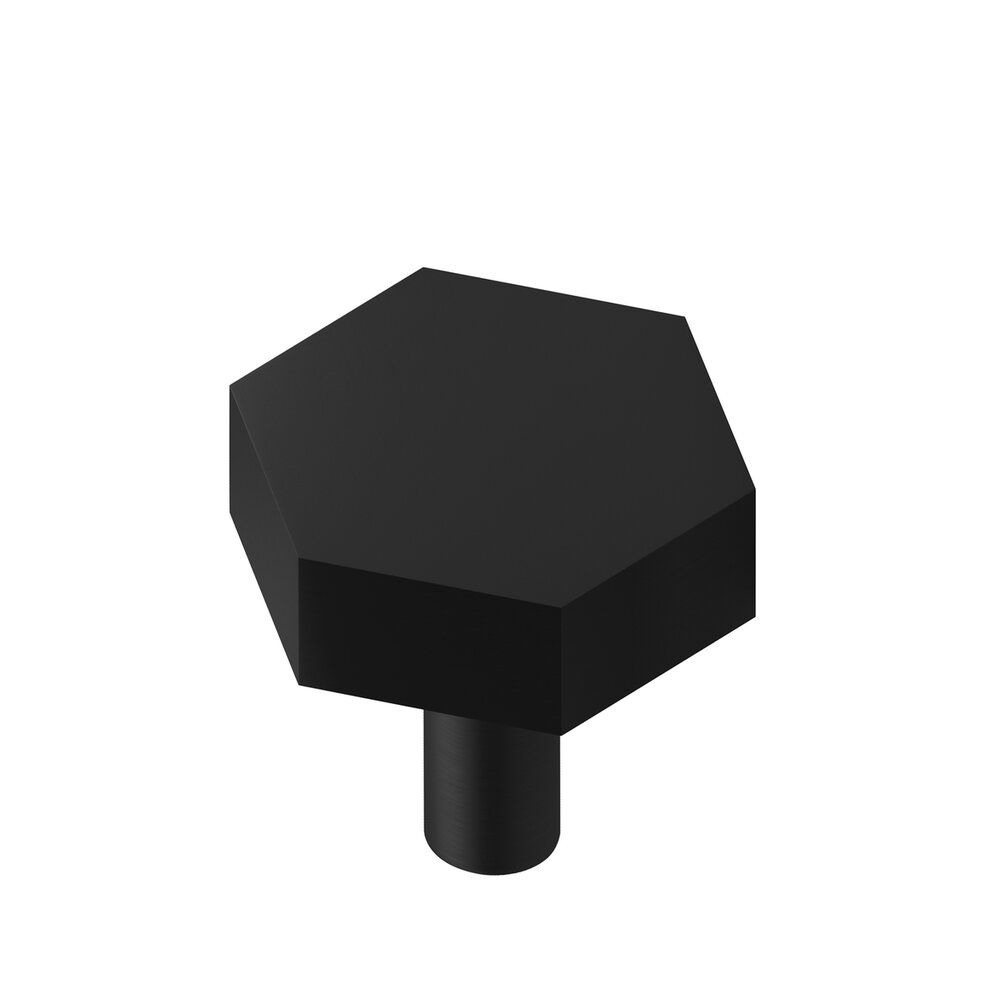 1" Diameter Hexagon Knob/Straight Shank In Matte Satin Black