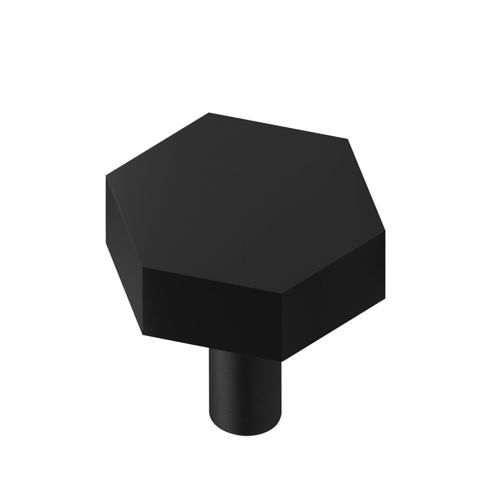 1 1/4" Diameter Hexagon Knob in Matte Satin Black