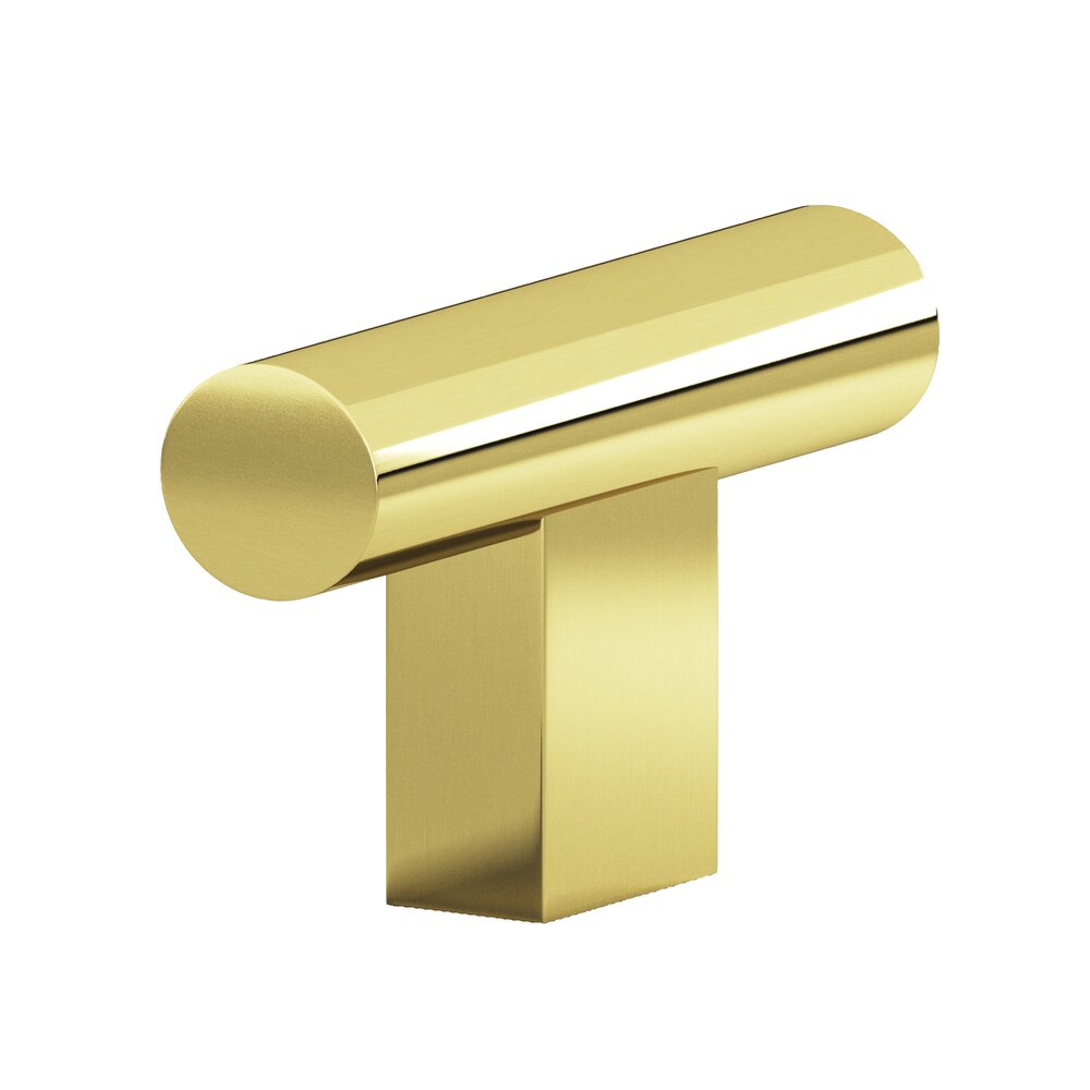 1 1/2" Long Rectangular Post Knob in Polished Brass Unlacquered