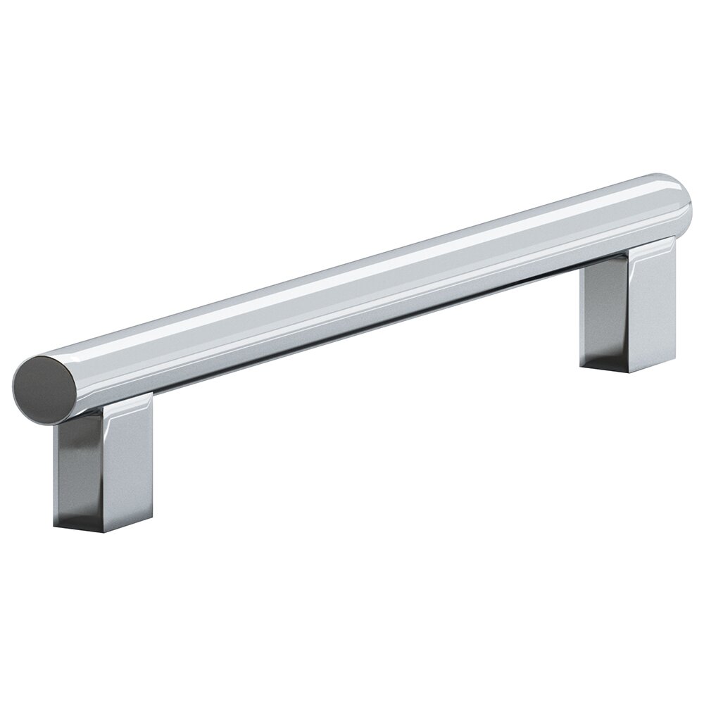 6" Centers Rectangular Post Bar Pull in Polished Chrome