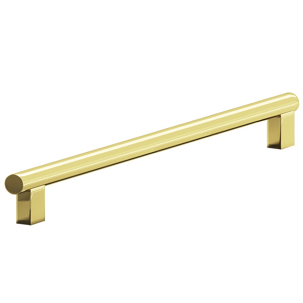 8" Centers Rectangular Post Bar Pull in Polished Brass Unlacquered