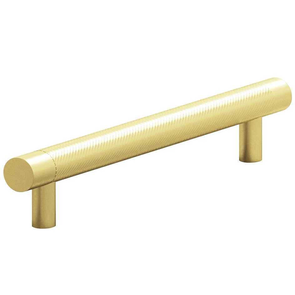6" Centers Single Knurl Bands Pull in Matte Satin Brass