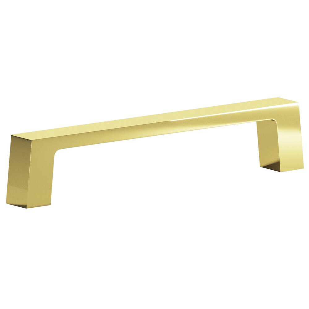 4" Centers Rectangular pull in Unlacquered Polished Brass
