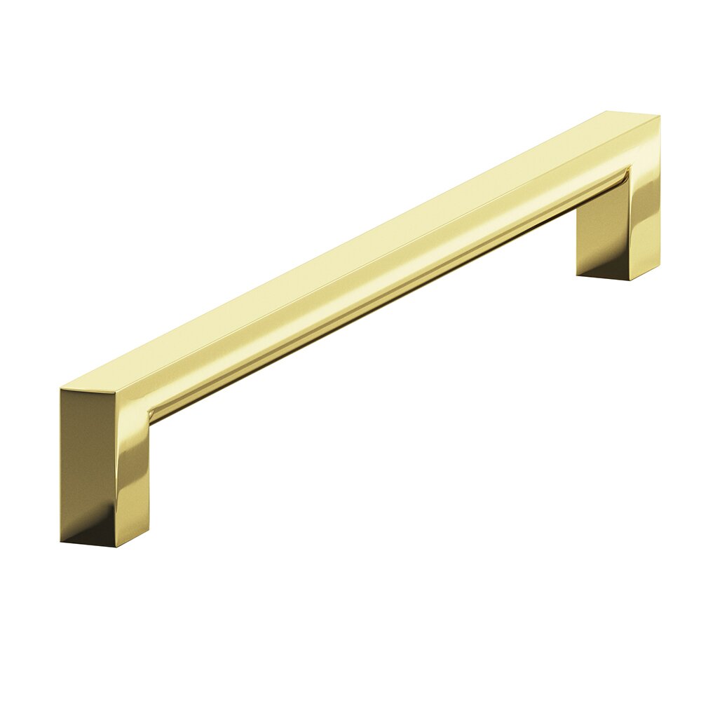 6" Centers Rectangular Pull in Polished Brass
