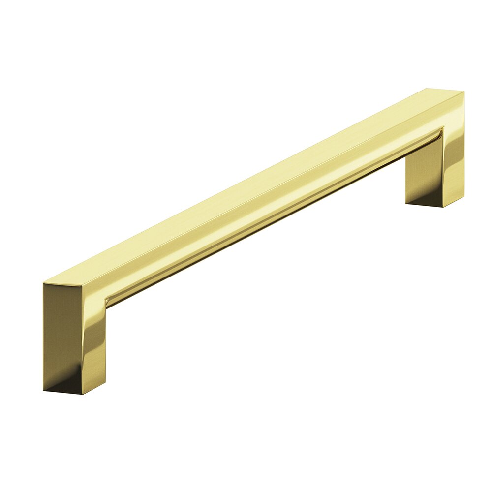 6" Centers Rectangular Pull in Polished Brass Unlacquered
