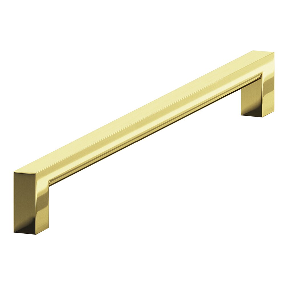 8" Centers Rectangular Pull in Polished Brass Unlacquered