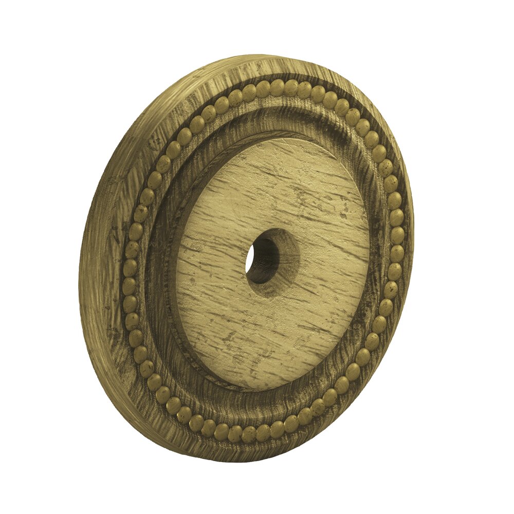 1 1/2" Diameter Beaded Rosette in Distressed Antique Brass