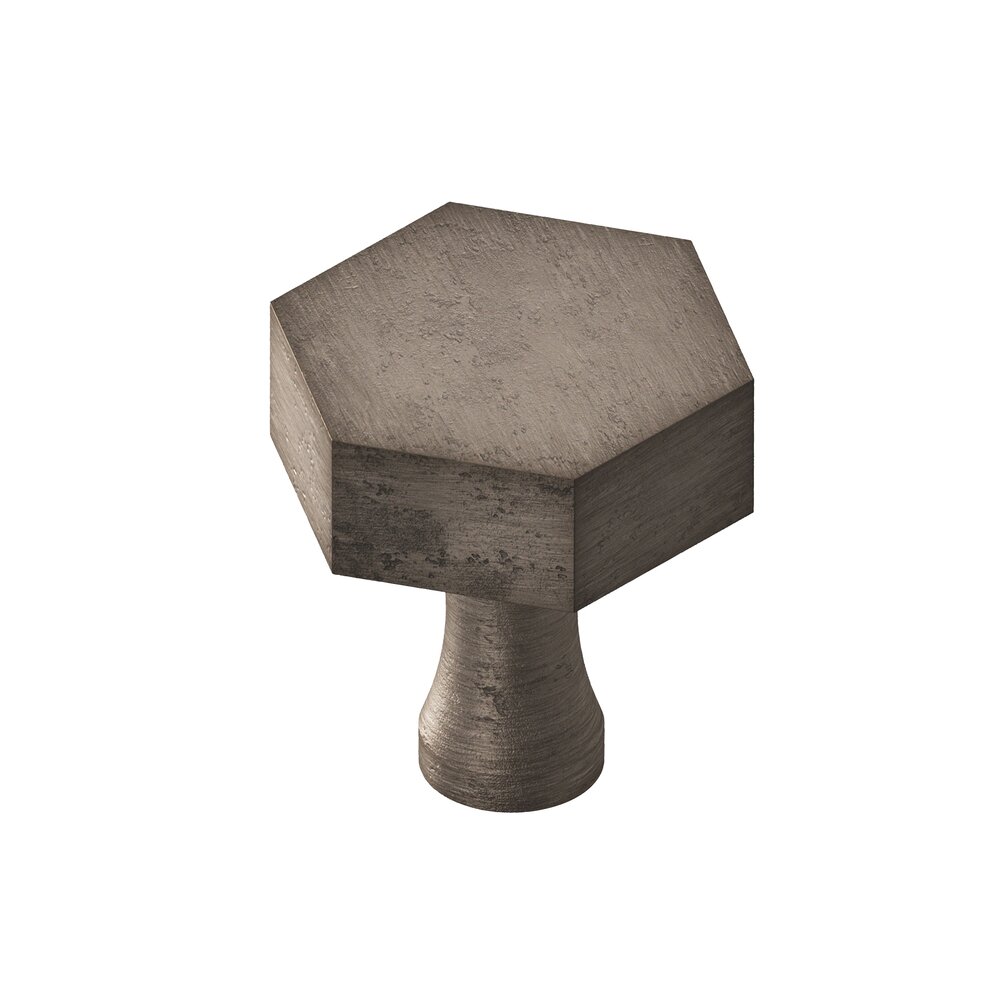 1" Hex Knob in Distressed Pewter
