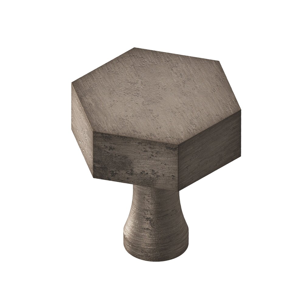 1 1/2" Hex Knob in Distressed Pewter