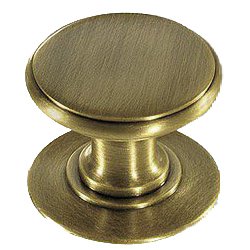 Knob W/ Attached Backplate 1 1/4" in Antique Brass