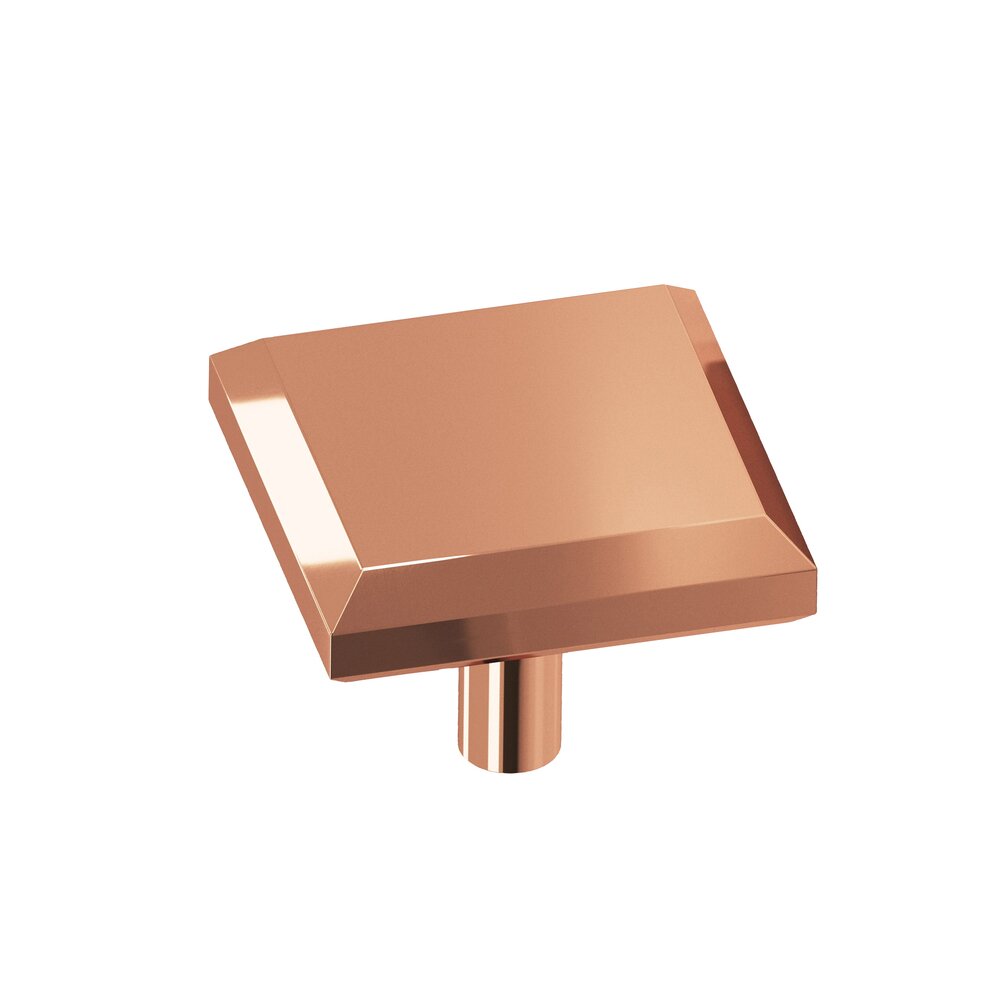 1 1/4" Square Beveled Knob in Polished Copper
