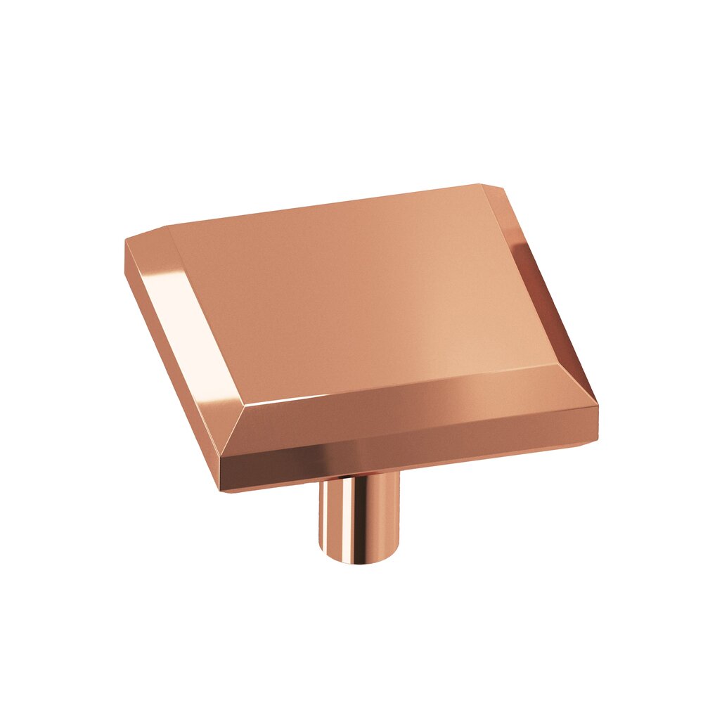 1 1/2" Square Beveled Knob in Polished Copper
