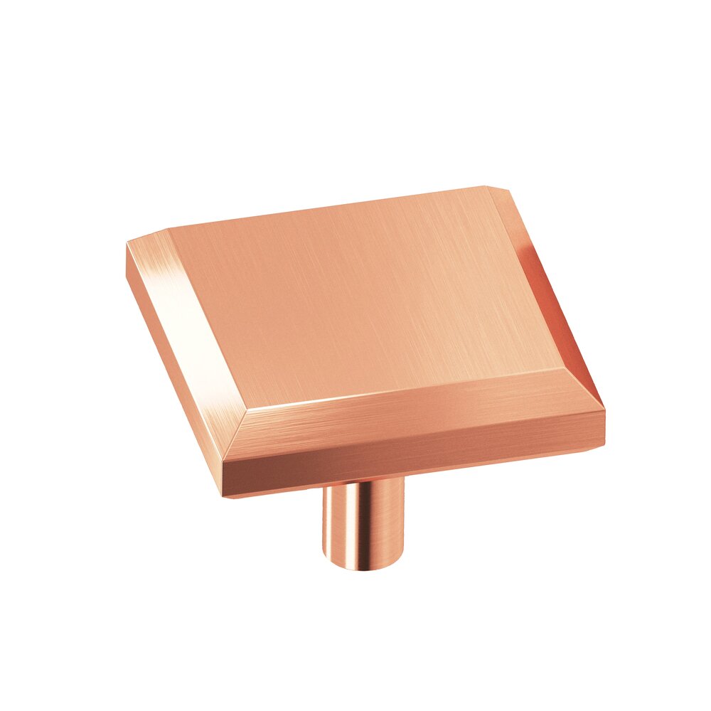 1 1/2" Square Beveled Knob in Satin Copper