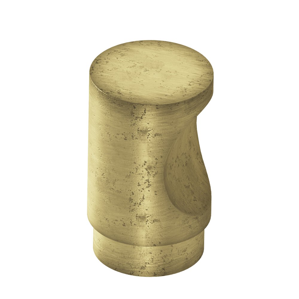1" Diameter Round Cabinet Knob In Distressed Antique Brass