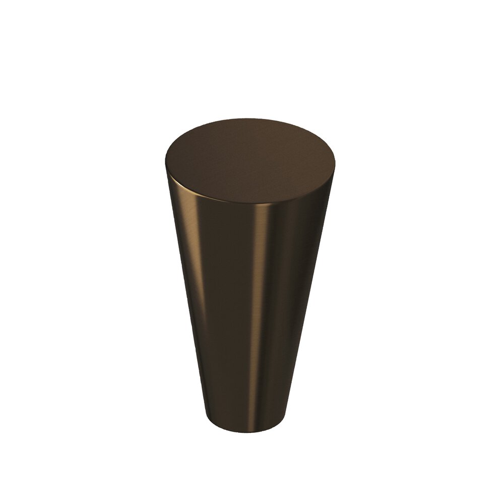 0.5625" Diameter Round Tapered Cabinet Knob In Unlacquered Oil Rubbed Bronze