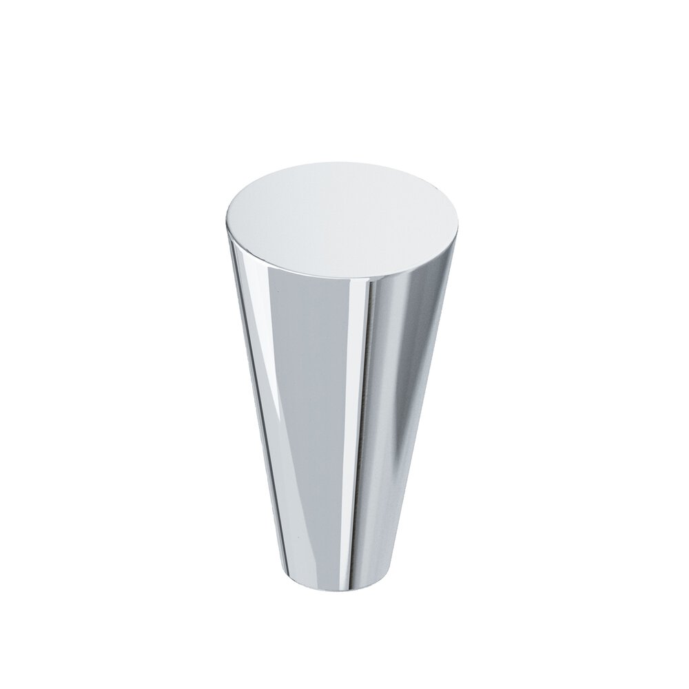 0.5625" Diameter Round Tapered Cabinet Knob In Polished Chrome