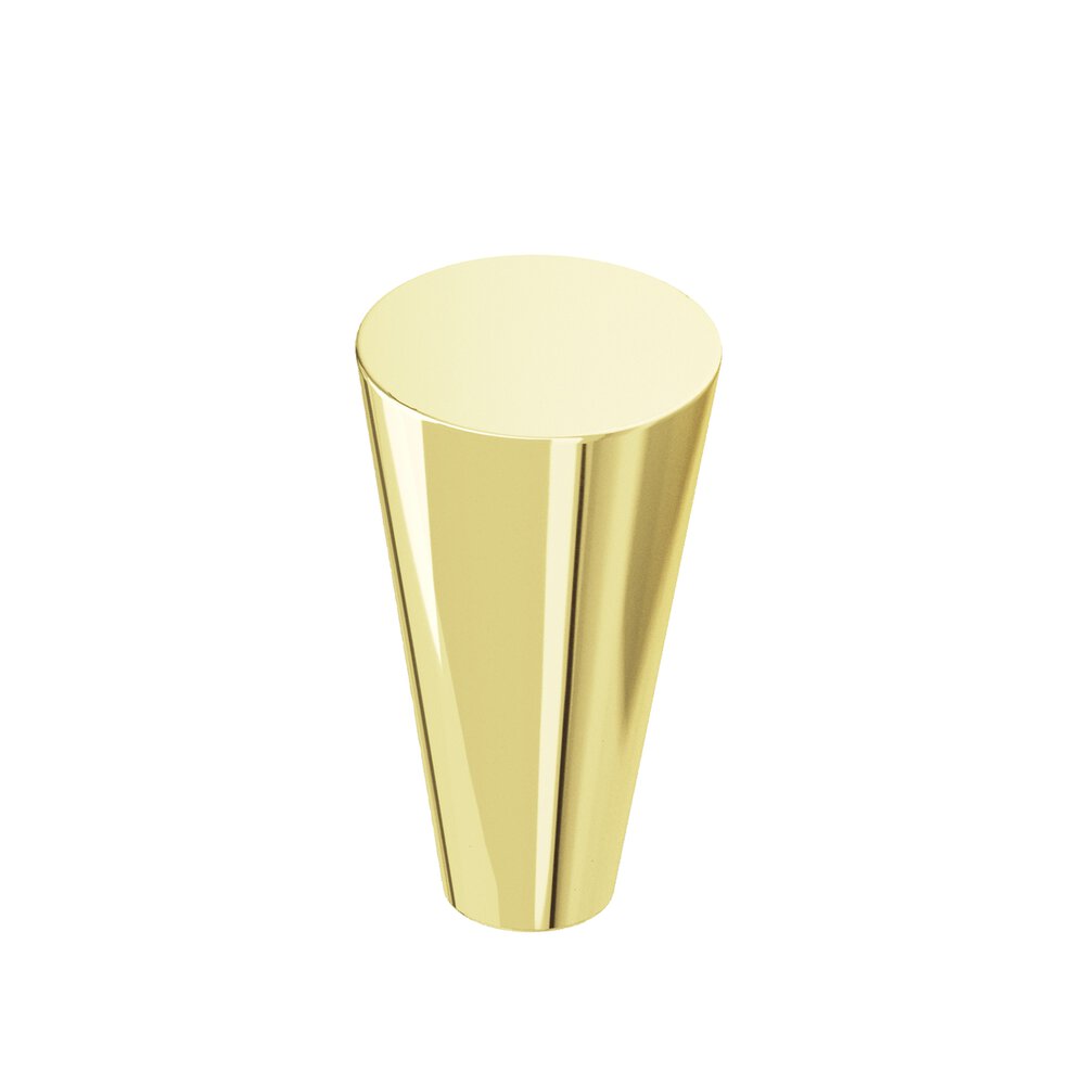 0.5625" Diameter Round Tapered Cabinet Knob In Polished Brass