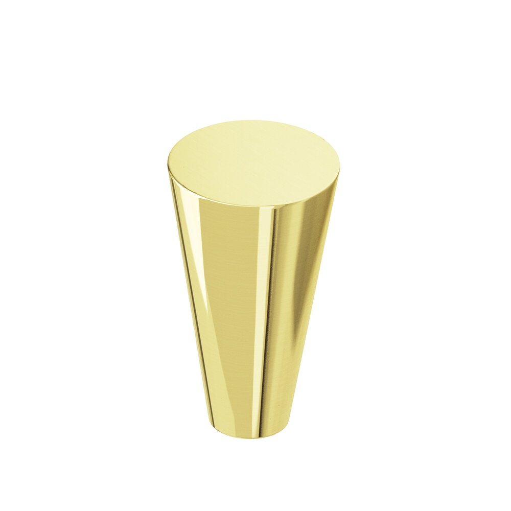 0.5625" Diameter Round Tapered Cabinet Knob In Unlacquered Polished Brass