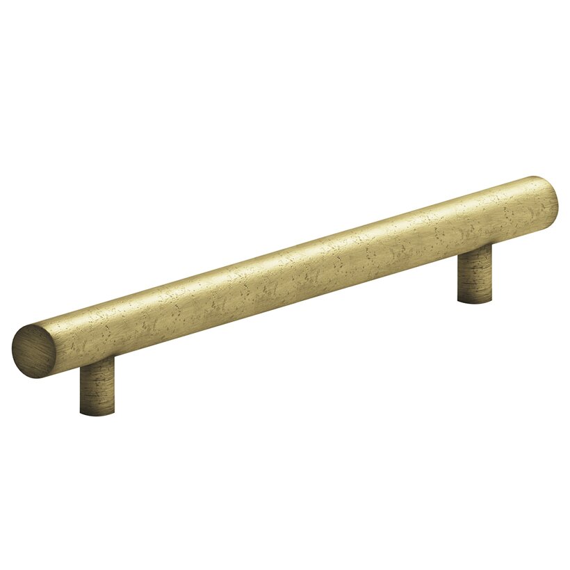 8" Centers Appliance Pull with Bullnose Ends in Distressed Antique Brass