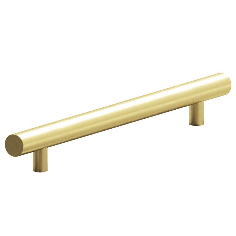 8" Centers Appliance Pull with Bullnose Ends in Matte Satin Brass