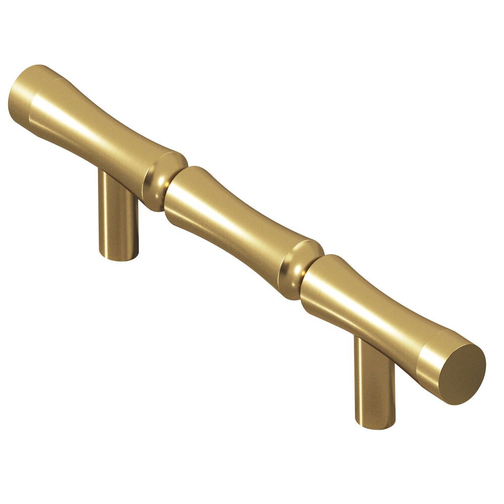 3" Centers Bamboo Pull in Unlacquered Satin Brass