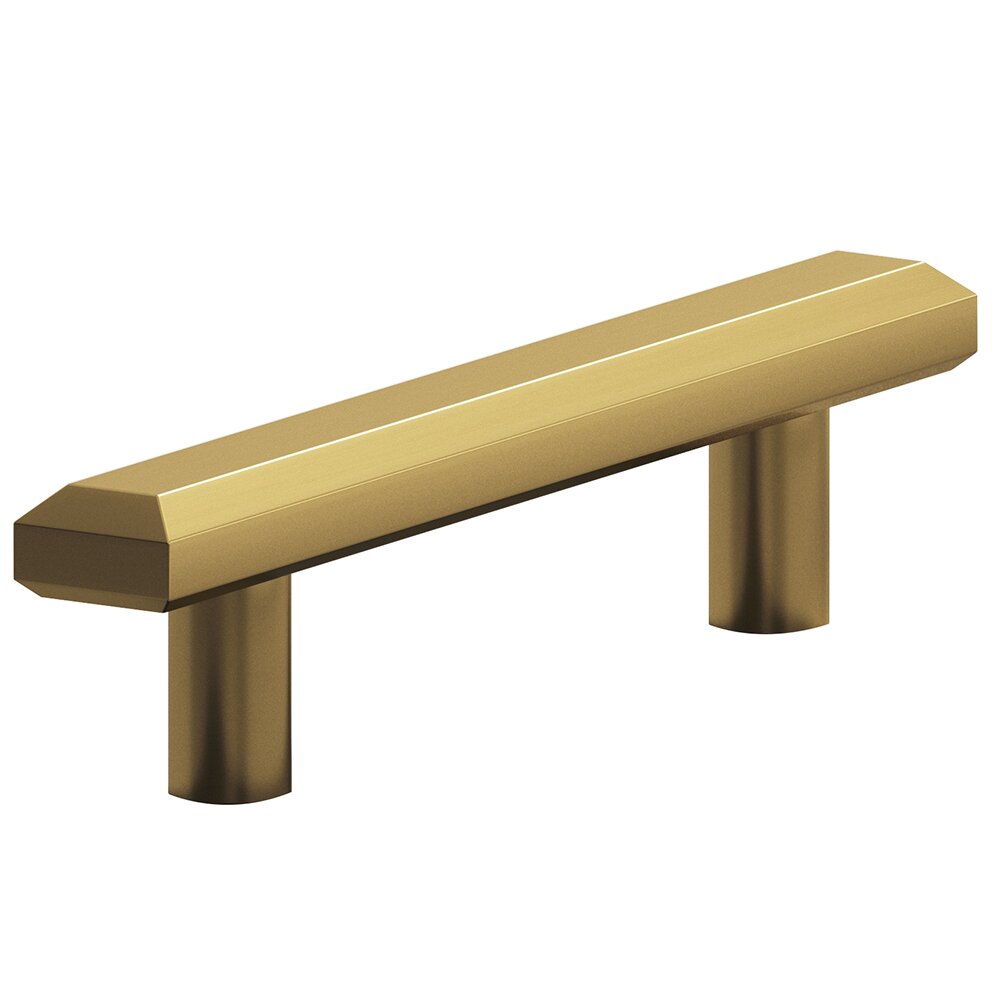 4" Centers Beveled Pull in Unlacquered Satin Brass