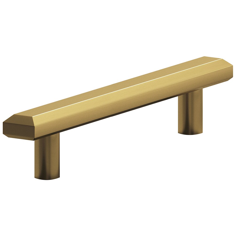 4" Centers Beveled Pull in Unlacquered Satin Brass
