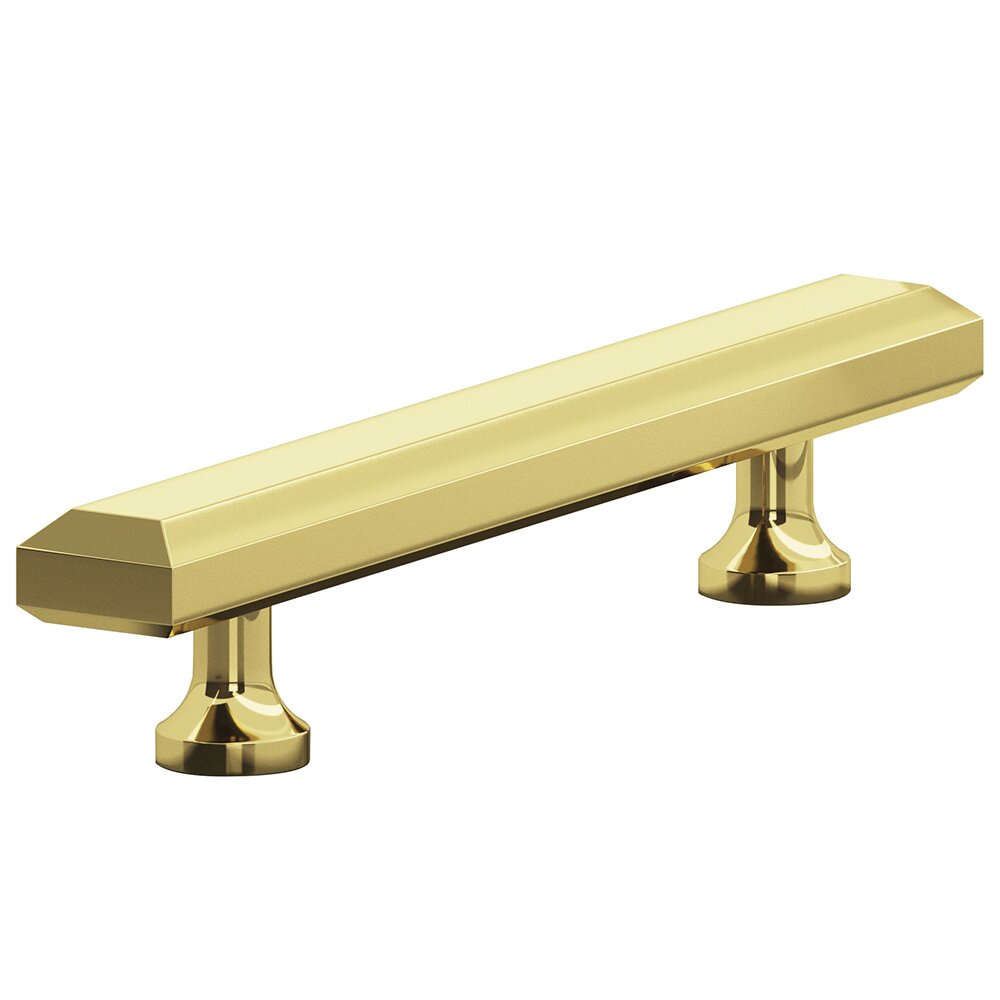 4" Centers Cabinet Pull Hand Finished in Polished Brass
