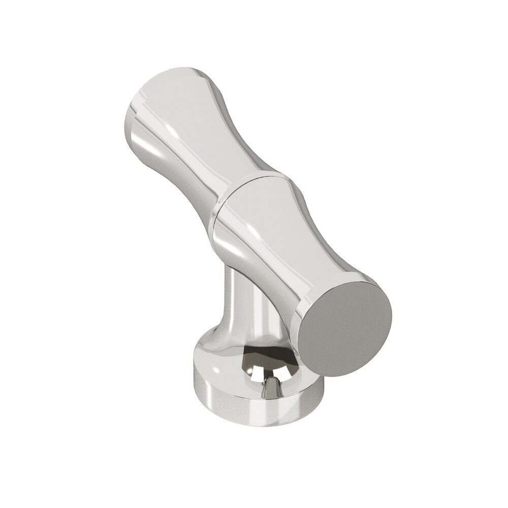 1.75" Long Bamboo T Cabinet Knob With Flared Post In Polished Nickel