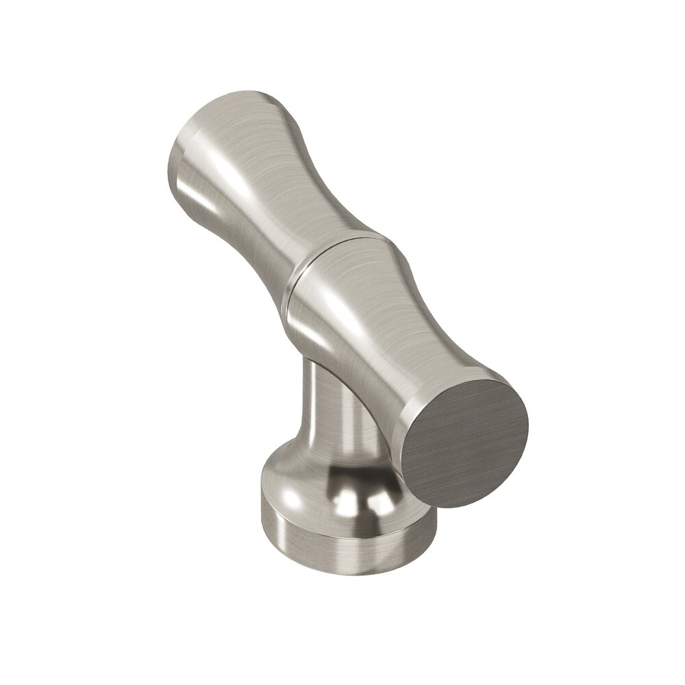 1.75" Long Bamboo T Cabinet Knob With Flared Post In Satin Nickel