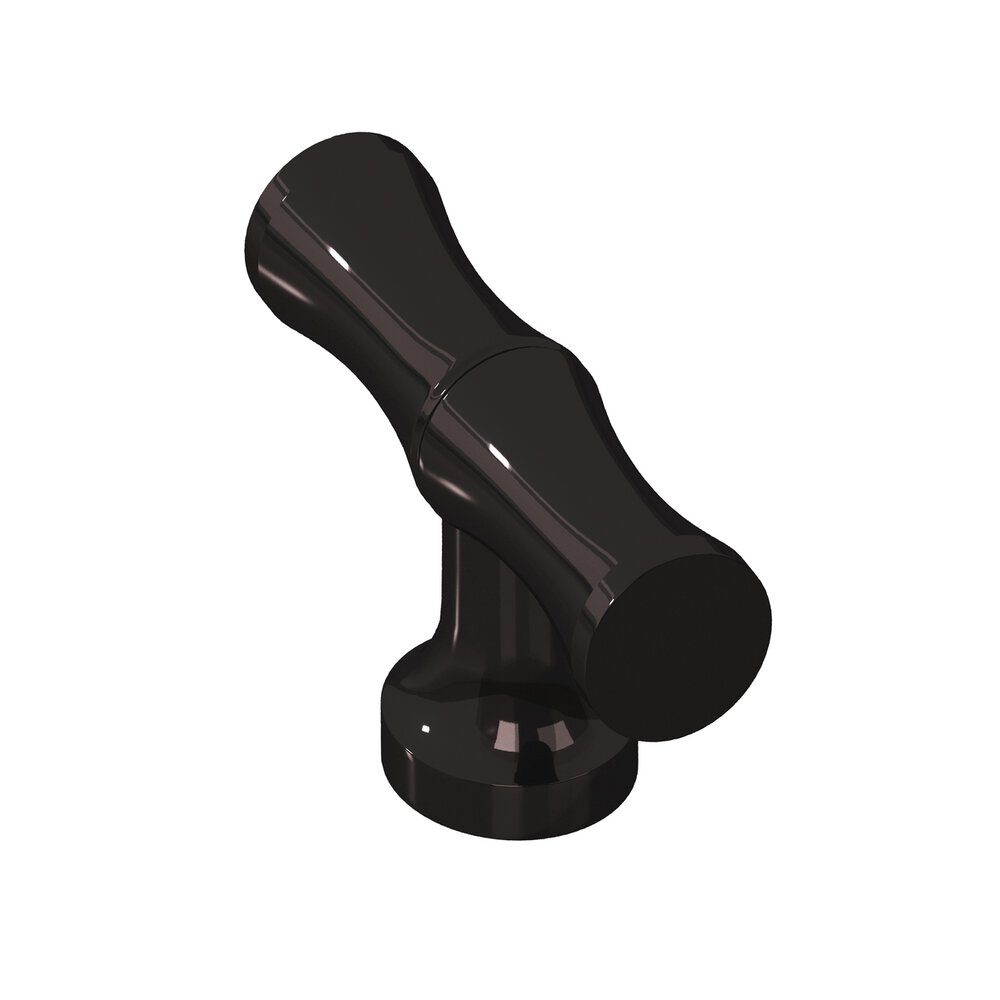 1.75" Long Bamboo T Cabinet Knob With Flared Post In Satin Black