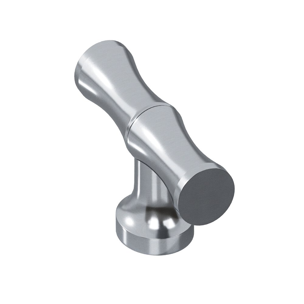 1.75" Long Bamboo T Cabinet Knob With Flared Post In Satin Chrome