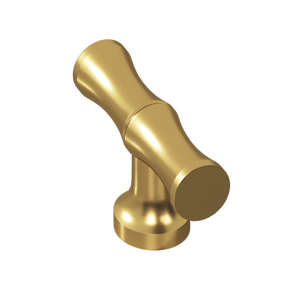1.75" Long Bamboo T Cabinet Knob With Flared Post In Unlacquered Satin Brass