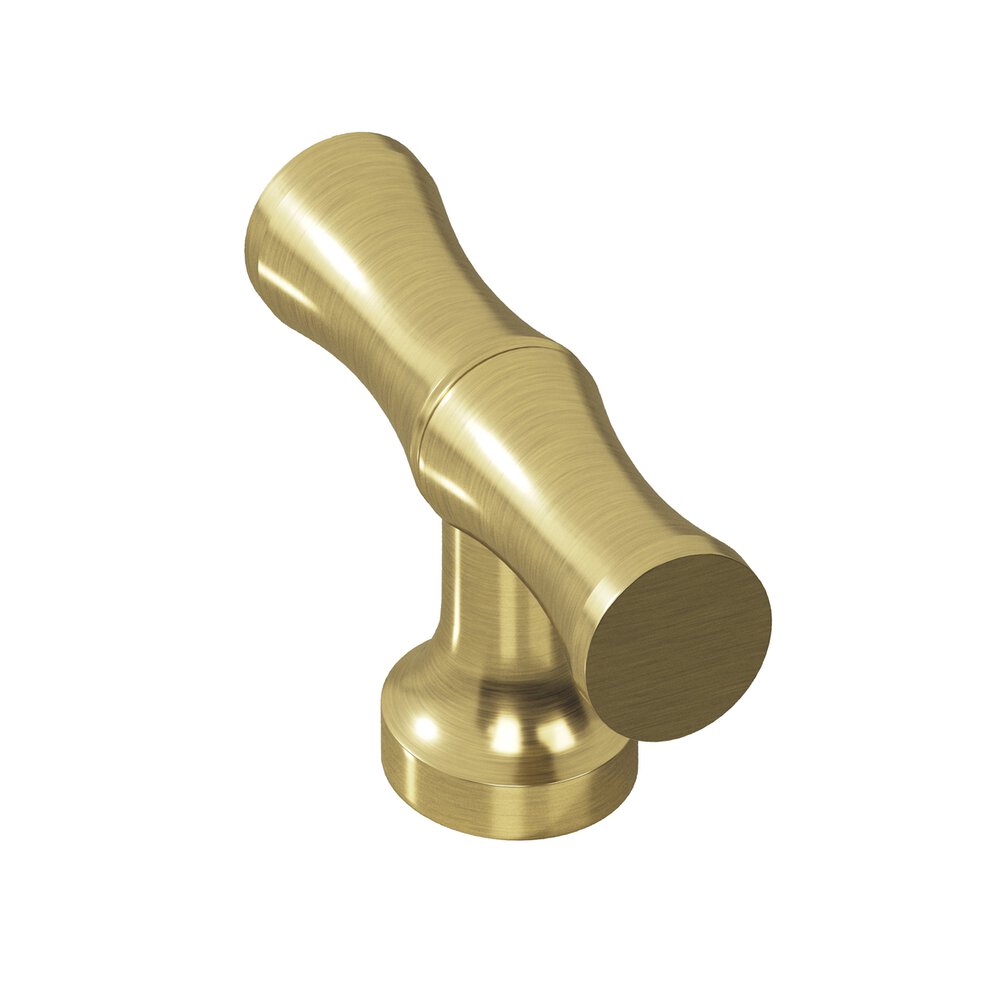1.75" Long Bamboo T Cabinet Knob With Flared Post In Antique Brass