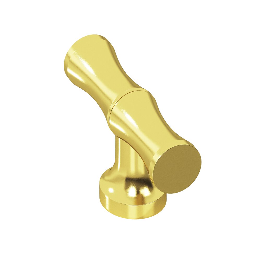 1.75" Long Bamboo T Cabinet Knob With Flared Post In French Gold