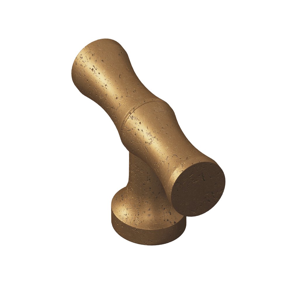 1.75" Long Bamboo T Cabinet Knob With Flared Post In Distressed Light Statuary Bronze