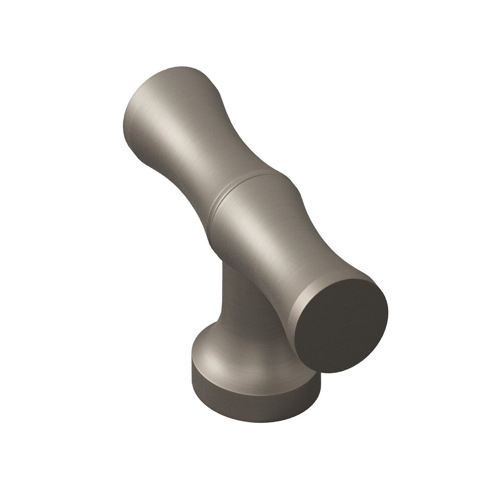 1.75" Long Bamboo T Cabinet Knob With Flared Post In Matte Pewter