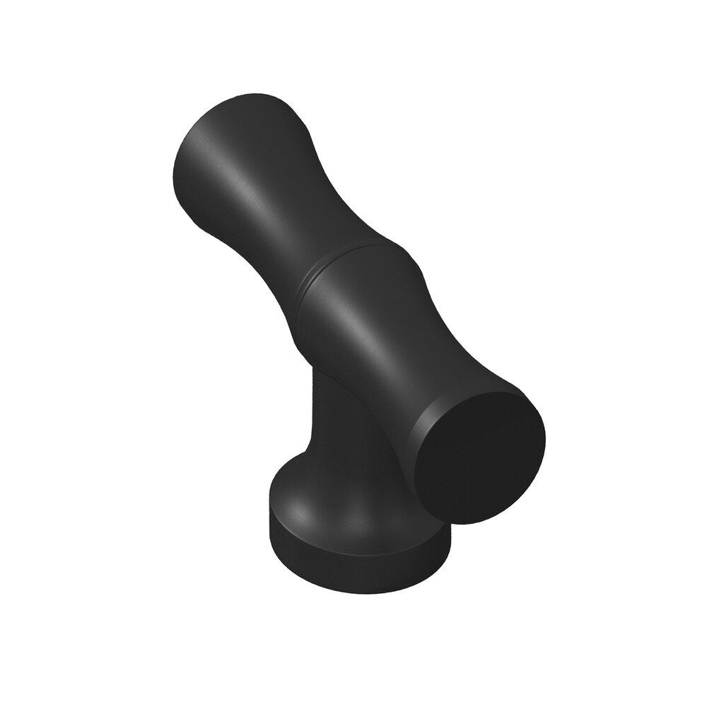 1.75" Long Bamboo T Cabinet Knob With Flared Post In Matte Satin Black