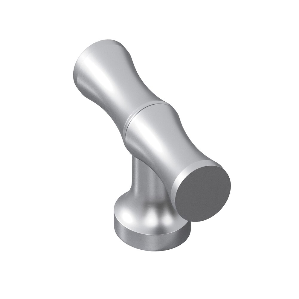 1.75" Long Bamboo T Cabinet Knob With Flared Post In Matte Satin Chrome
