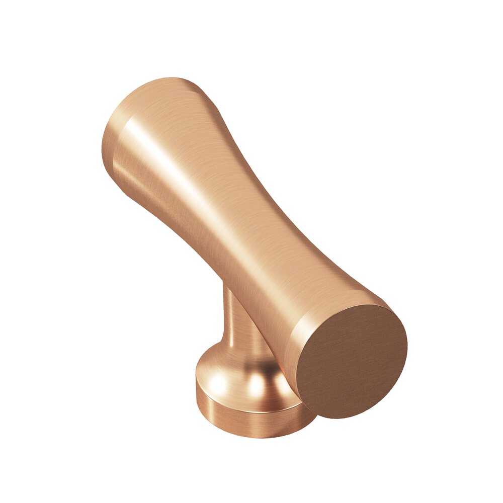 2" Long Hourglass T Cabinet Knob With Flared Post In Satin Bronze