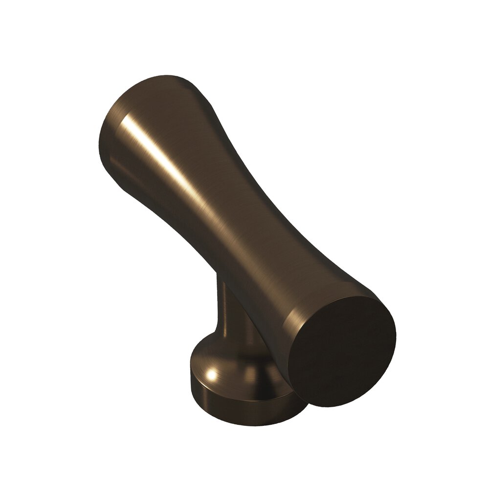 2" Long Hourglass T Cabinet Knob With Flared Post In Unlacquered Oil Rubbed Bronze