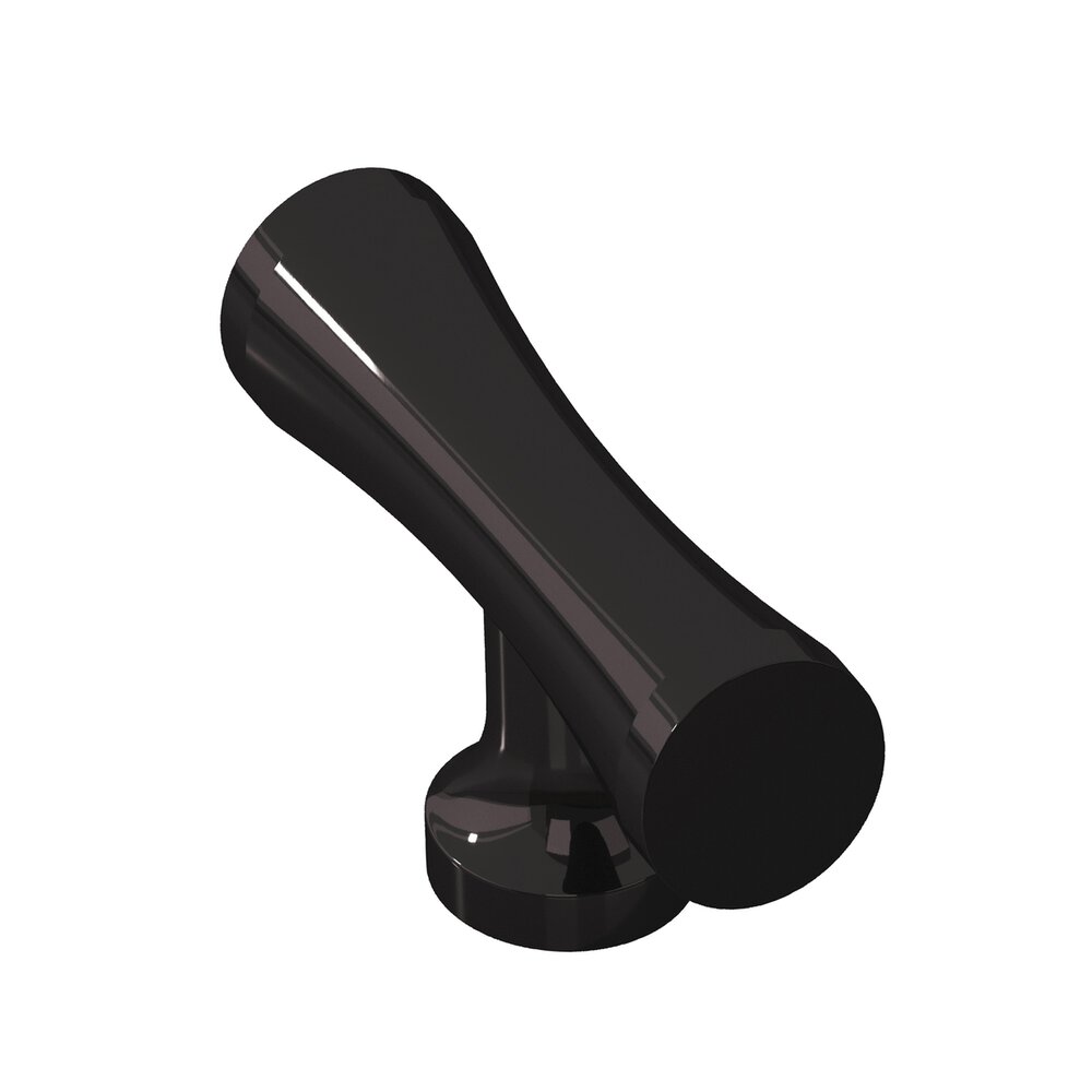 2" Long Hourglass T Cabinet Knob With Flared Post In Satin Black