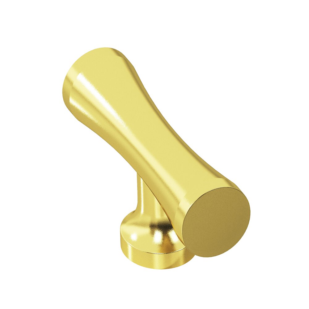 2" Long Hourglass T Cabinet Knob With Flared Post In French Gold