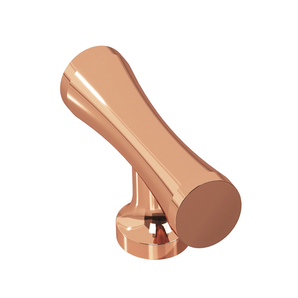 2" Long Hourglass T Cabinet Knob With Flared Post In Polished Copper