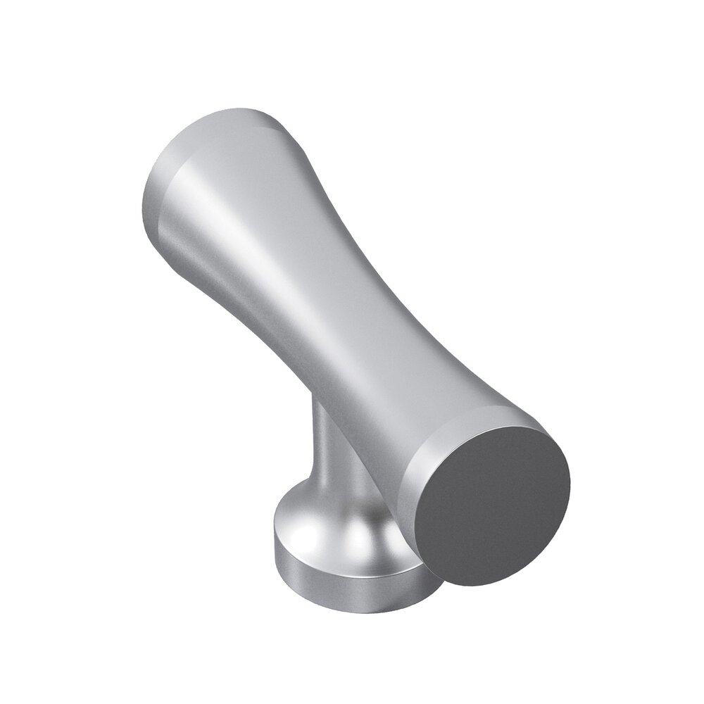 2" Long Hourglass T Cabinet Knob With Flared Post In Matte Satin Chrome