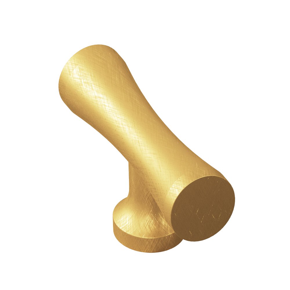 2" Long Hourglass T Cabinet Knob With Flared Post In Weathered Brass