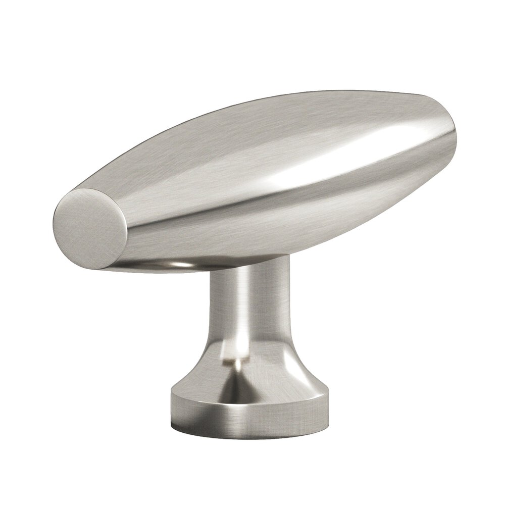 2" Long Cigar T Cabinet Knob With Flared Post In Satin Nickel