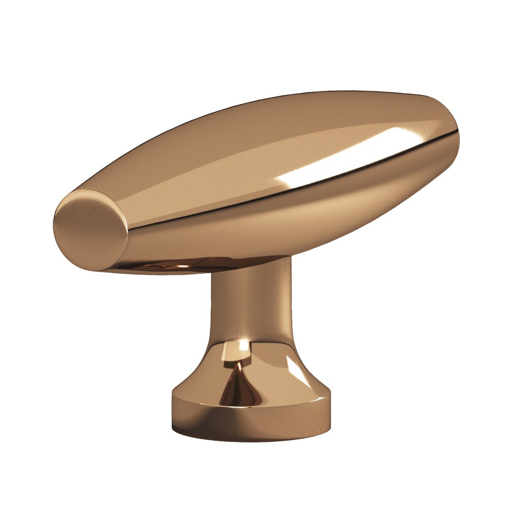 2" Long Cigar T Cabinet Knob With Flared Post In Polished Bronze